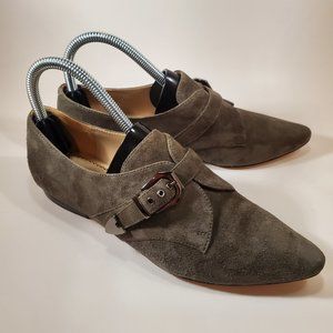 Pour La Victoire Zandra Woman's Monk Strap Loafers Suede Taupe Shoes Sz 6.5